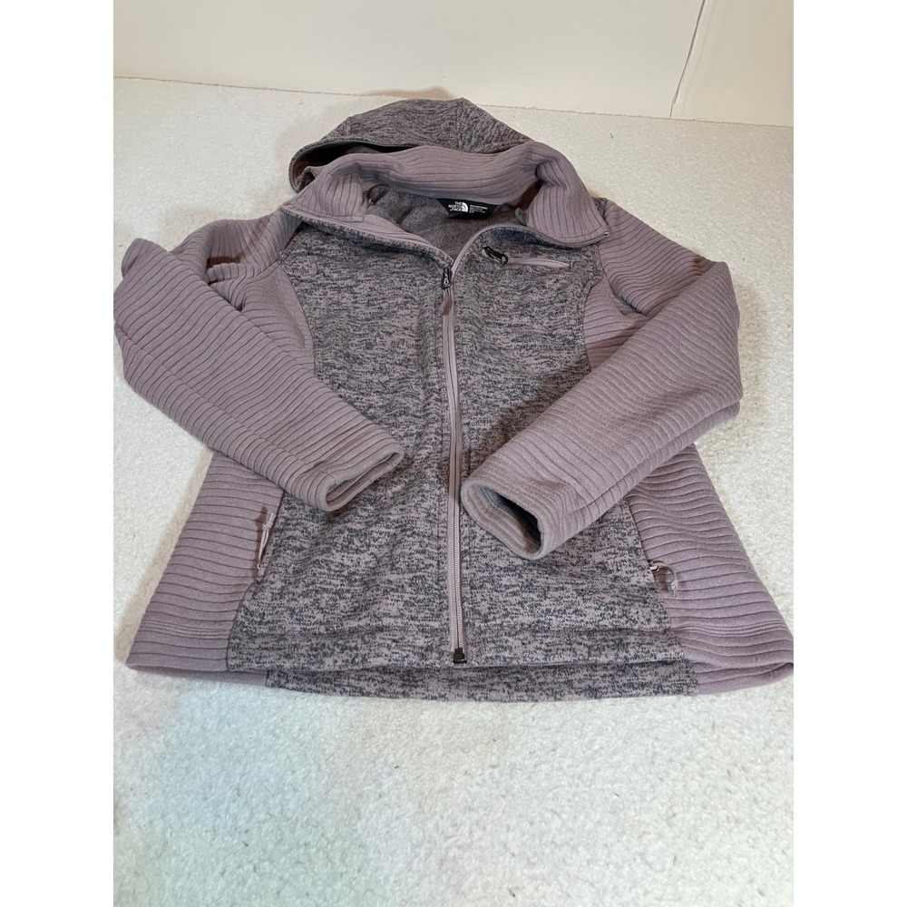 The North Face Womens Small Purple Heathered Mixed Media Full Zip Hooded Jacket